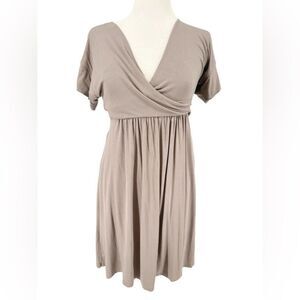 BCBGMaxAzria Tan V-Neck Cross‎ Front Wrap Dress XS